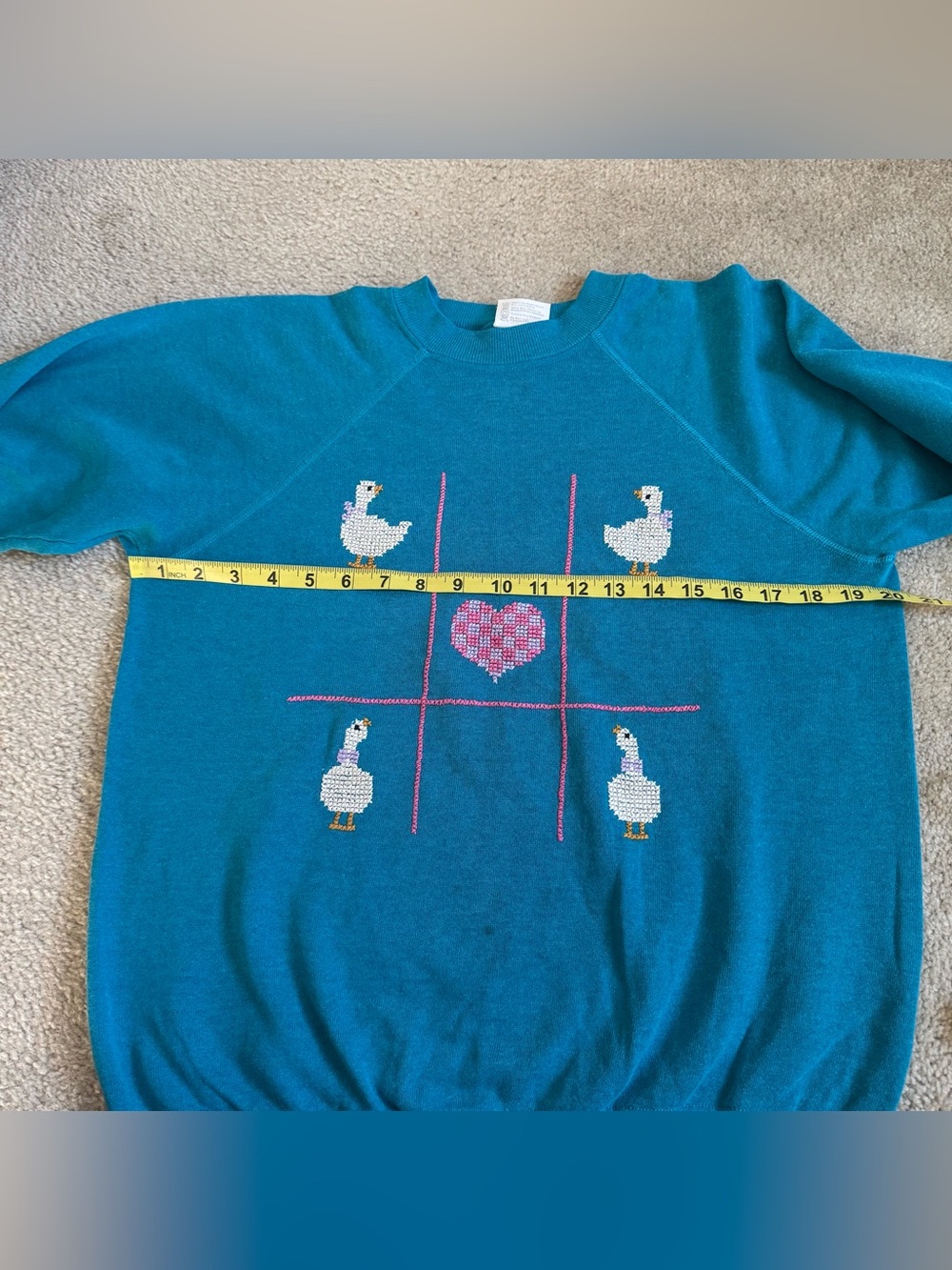 Vintage Cross Stitch Crewneck Sweatshirt Ducks Goose Novelty Grandma Sweater - Picture 3 of 12